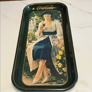 Coca-Cola Tray with Elegant Lady in Blue and White